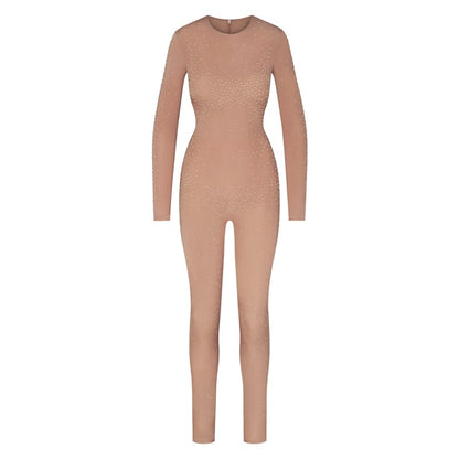 SKIMS x Swarovski Jelly Sheer Long Sleeve Catsuit Sienna