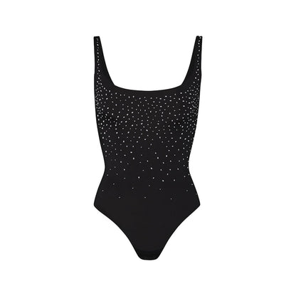 SKIMS x Swarovski Jelly Sheer Square Neck Bodysuit Onyx