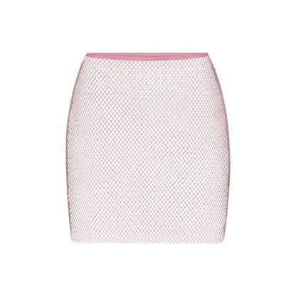 SKIMS x Swarovski Stretch Net Mini Skirt Bubble Gum