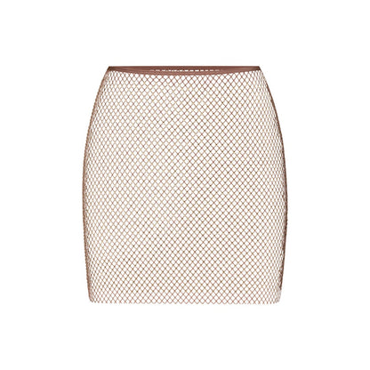 SKIMS x Swarovski Stretch Net Mini Skirt Gold