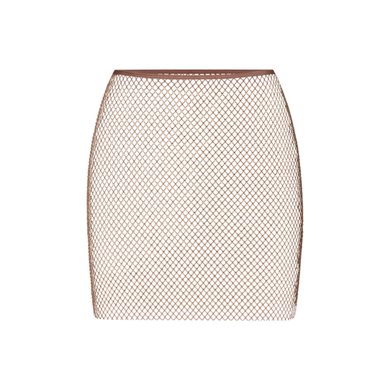 SKIMS x Swarovski Stretch Net Mini Skirt Gold