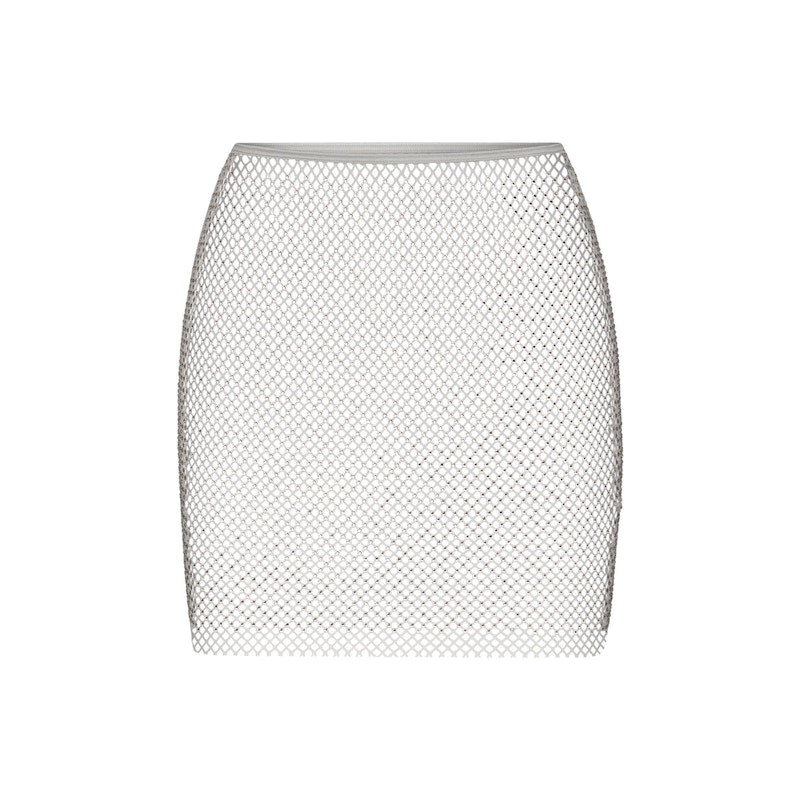 SKIMS x Swarovski Stretch Net Mini Skirt Silver