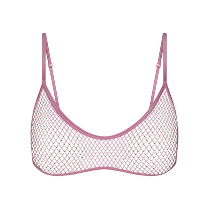 SKIMS x Swarovski Stretch Net Skimpy Scoop Bralette Bubble Gum