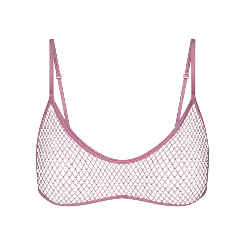 SKIMS x Swarovski Stretch Net Skimpy Scoop Bralette Bubble Gum