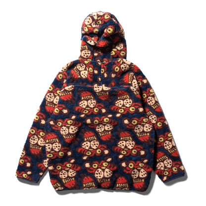 SOULGOODS Allover Tiger Logo Fleece Hooded Jacket Dark Blue