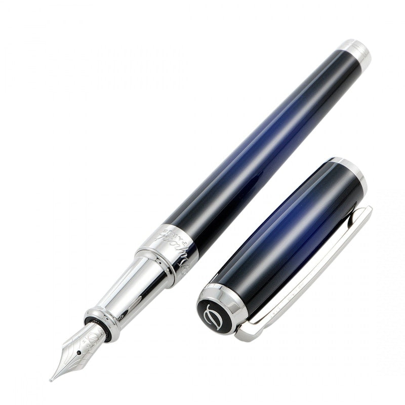 S.T Dupont Line D Atelier Blue Lacquer Fountain Medium 410714