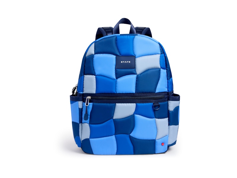 STATE Kane Double Pocket Backpack Blue Puffer Check