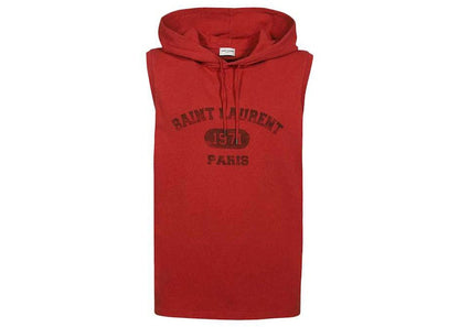 Saint Laurent 1971 Sleeveless Hoodie Red