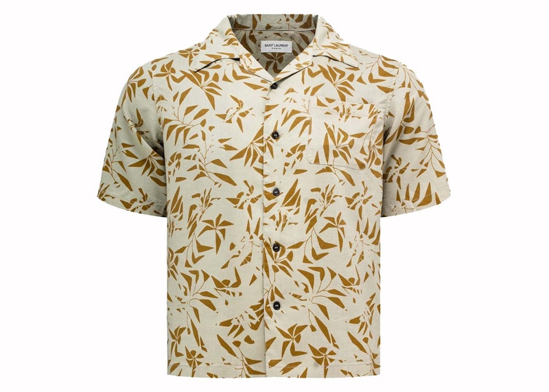 Saint Laurent All-Over Print Hawaiian Shirt Sand/Khaki