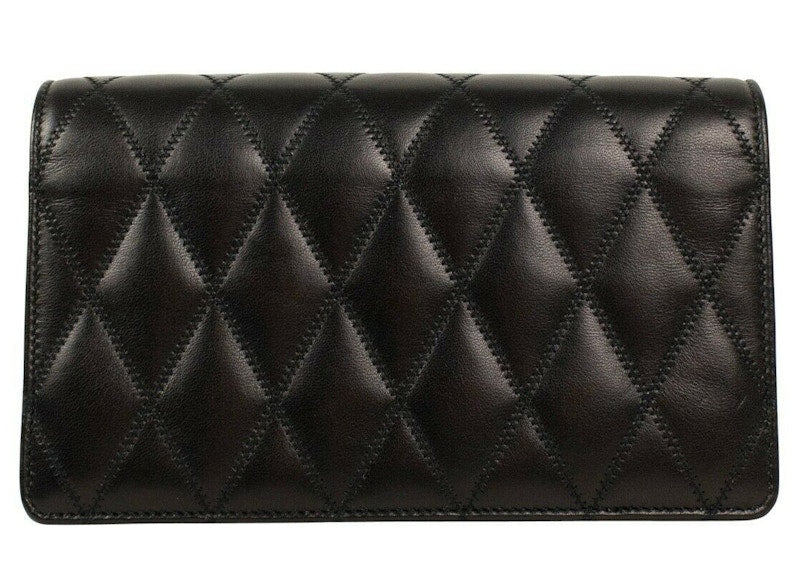 Saint Laurent Angie Chain Diamond Quilted Lambskin Black