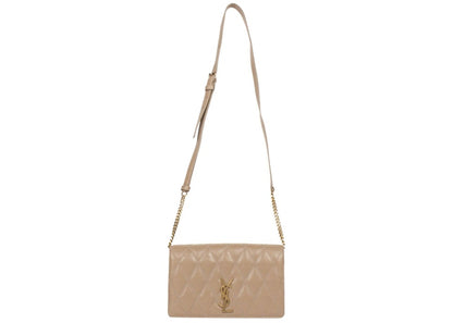 Saint Laurent Angie Diamond Quilted Beige
