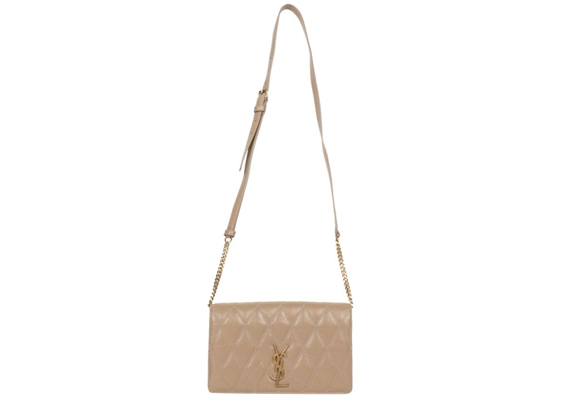 Saint Laurent Angie Diamond Quilted Beige