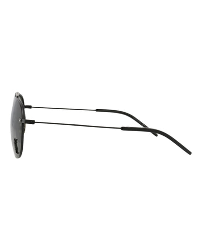 Saint Laurent Aviator-Frame Metal Sunglasses Black Black Grey (CLASSIC11F-30001169-001)