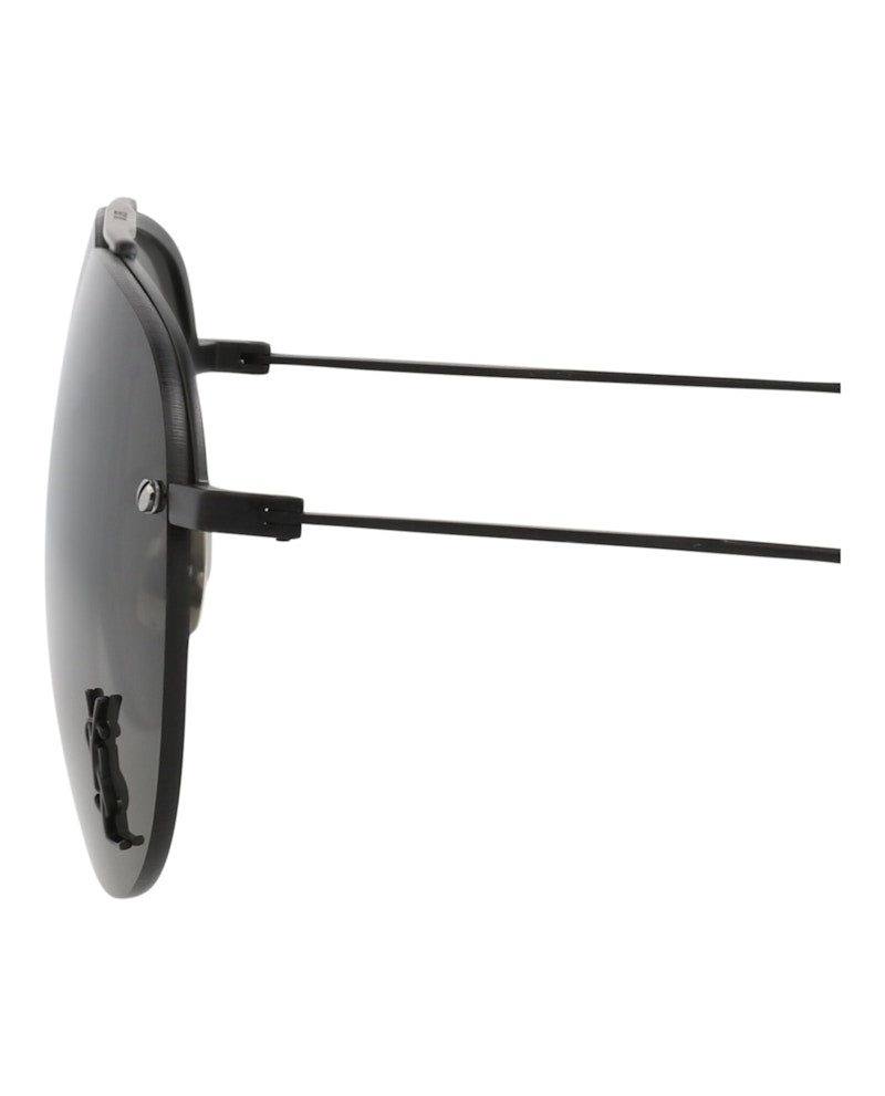 Saint Laurent Aviator-Frame Metal Sunglasses Black Black Grey (CLASSIC11F-30001169-001)