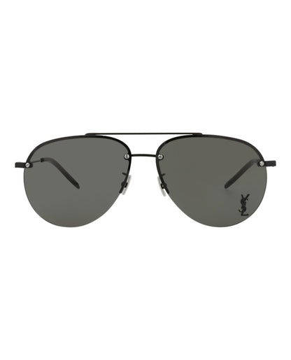 Saint Laurent Aviator-Frame Metal Sunglasses Black Black Grey (CLASSIC11F-30001169-001)