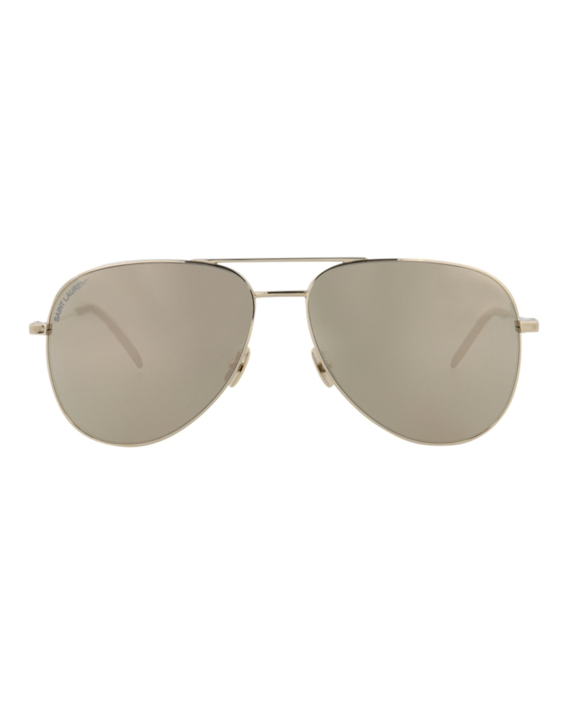 Saint Laurent Aviator-Frame Metal Sunglasses Gold/Gold/White (CLASSIC11-30000163-067)