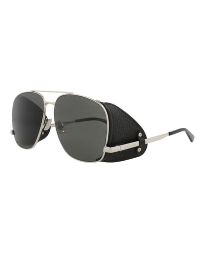 Saint Laurent Aviator-Frame Metal Sunglasses Silver Silver Grey (SL653LEONL-30015641-001)