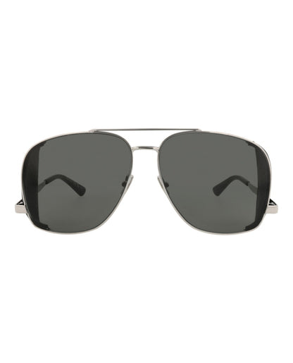 Saint Laurent Aviator-Frame Metal Sunglasses Silver Silver Grey (SL653LEONL-30015641-001)
