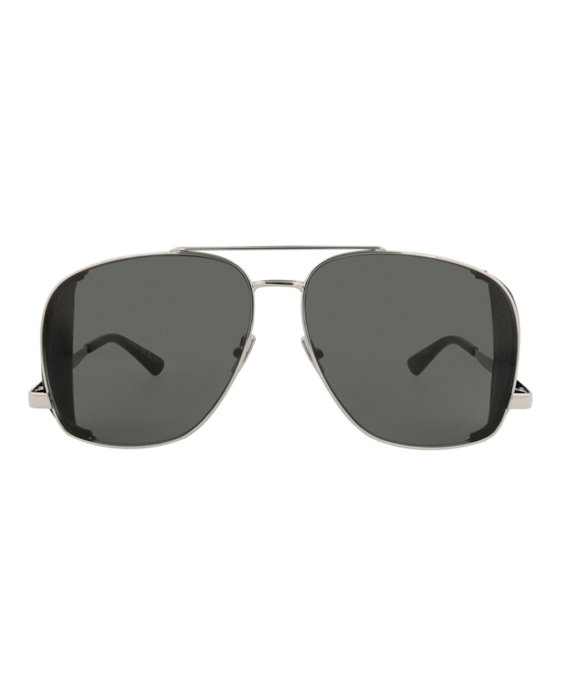 Saint Laurent Aviator-Frame Metal Sunglasses Silver Silver Grey (SL653LEONL-30015641-001)