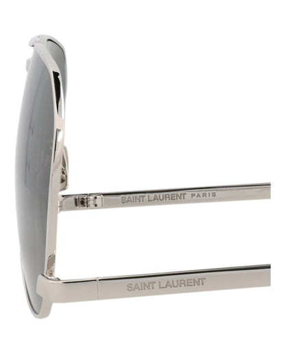 Saint Laurent Aviator-Frame Metal Sunglasses Silver Silver Grey (SL690DUST-30015233-002)