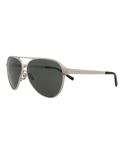 Saint Laurent Aviator-Frame Metal Sunglasses Silver Silver Grey (SL734-30015904-002)