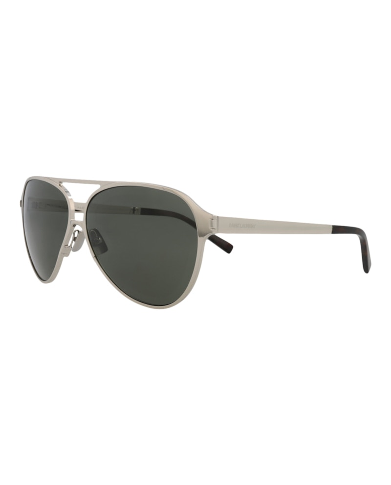 Saint Laurent Aviator-Frame Metal Sunglasses Silver Silver Grey (SL734-30015904-002)