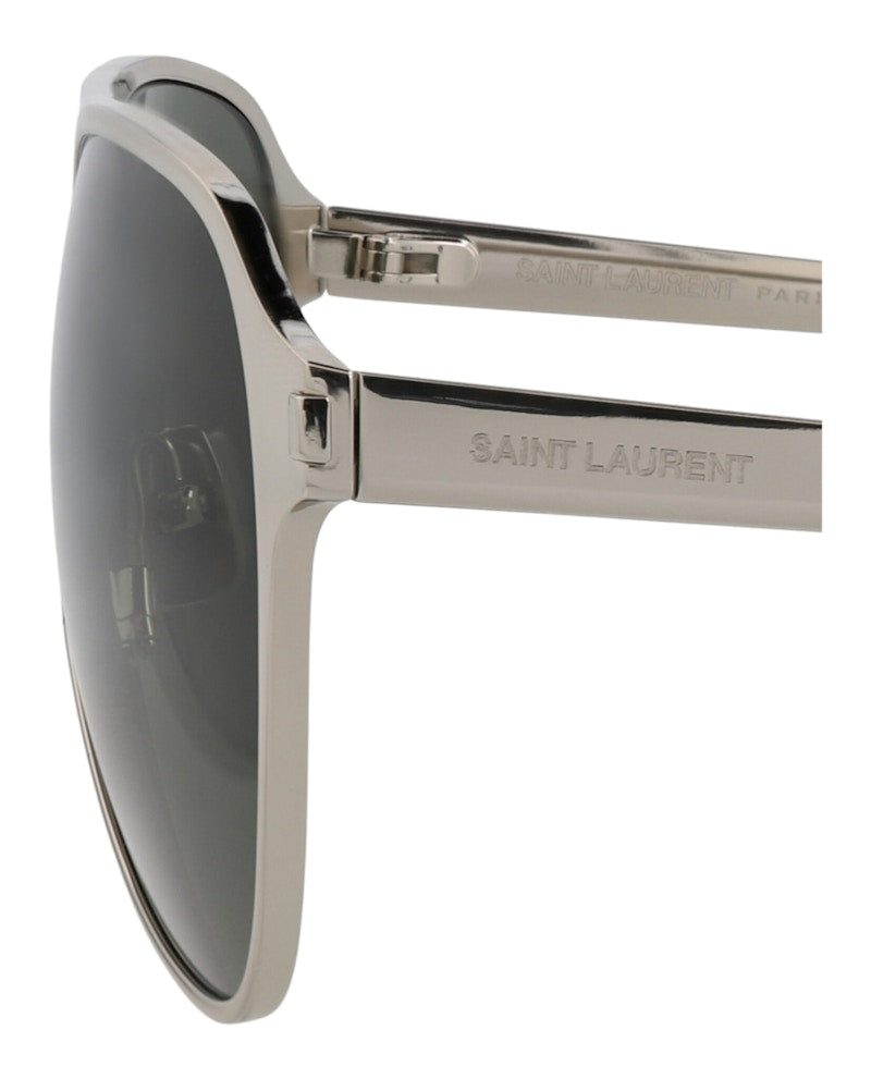 Saint Laurent Aviator-Frame Metal Sunglasses Silver Silver Grey (SL734-30015904-002)