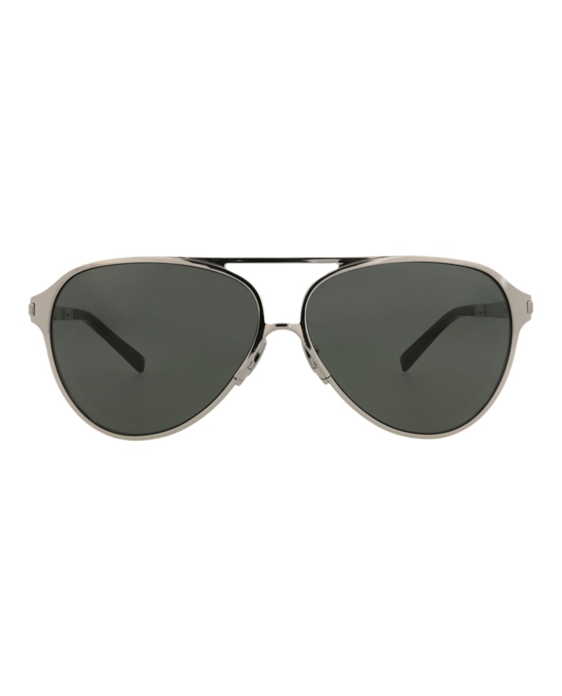 Saint Laurent Aviator-Frame Metal Sunglasses Silver Silver Grey (SL734-30015904-002)