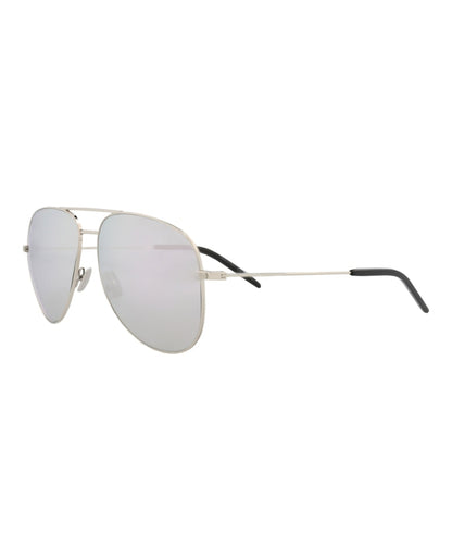 Saint Laurent Aviator-Frame Metal Sunglasses Silver Silver Silver (CLASSIC11-30000163-069)