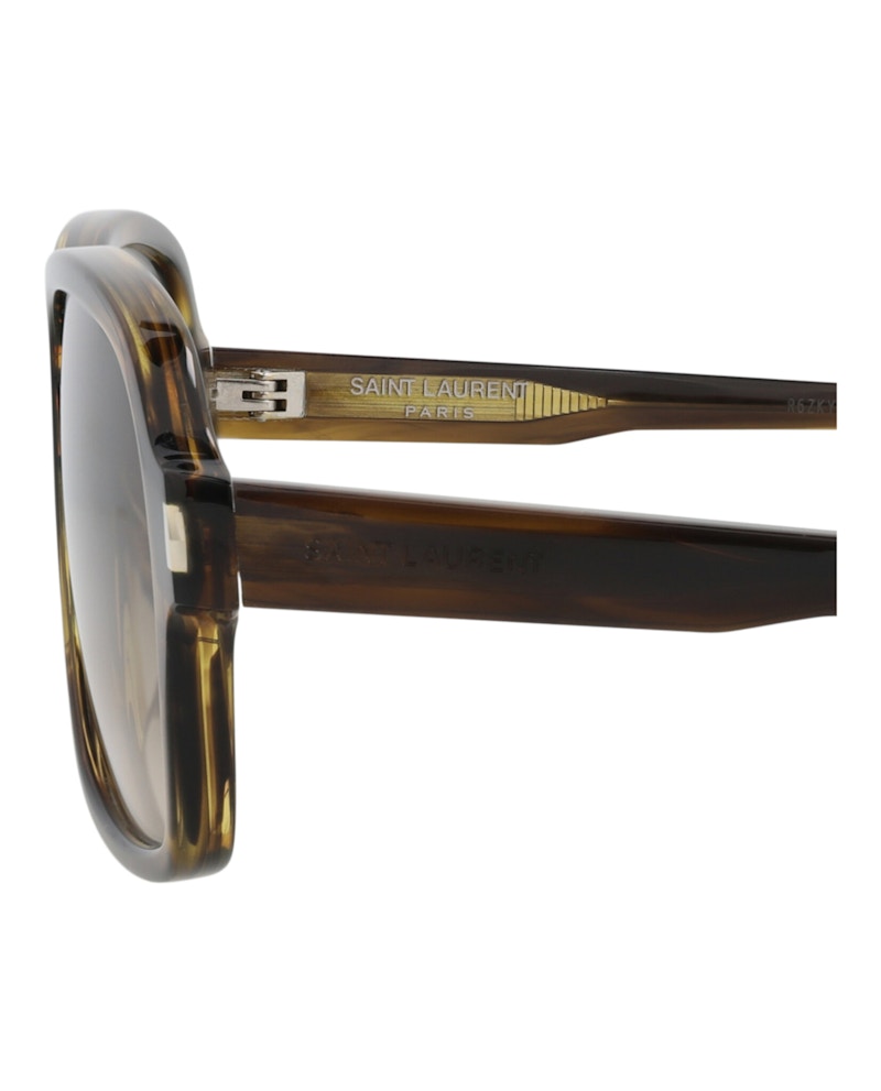 Saint Laurent Aviator-Frame Recycled Acetate Sunglasses Havana Havana Brown (SL609CAROL-30014608-003)