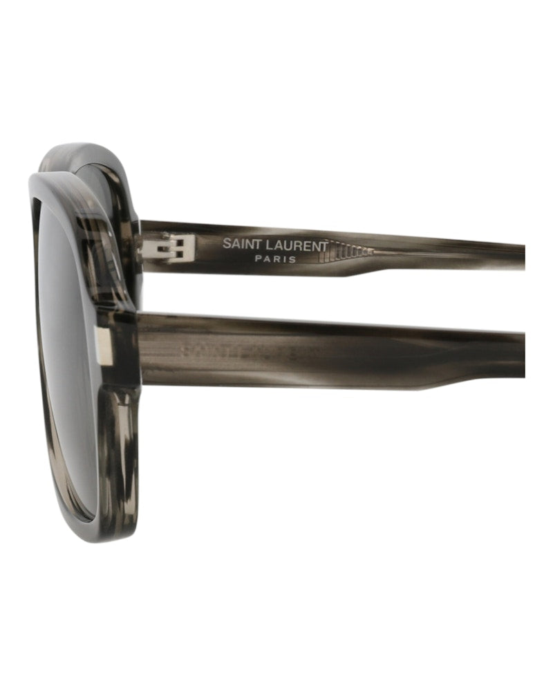 Saint Laurent Aviator-Frame Recycled Acetate Sunglasses Havana/Havana/Grey (SL609CAROL-30014608-004)