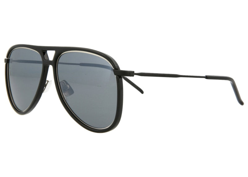 Saint Laurent Aviator-Style Injection Sunglasses Black/Silver (CLASSIC11R-30010761-002)