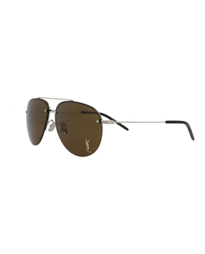 Saint Laurent Aviator Sunglasses Shiny Silver (CLASSIC11F-30001169-002)
