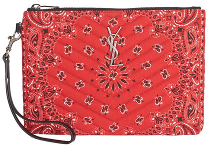 Saint Laurent Bandana Wristlet Pouch Red