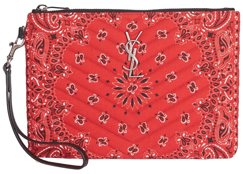 Saint Laurent Bandana Wristlet Pouch Red