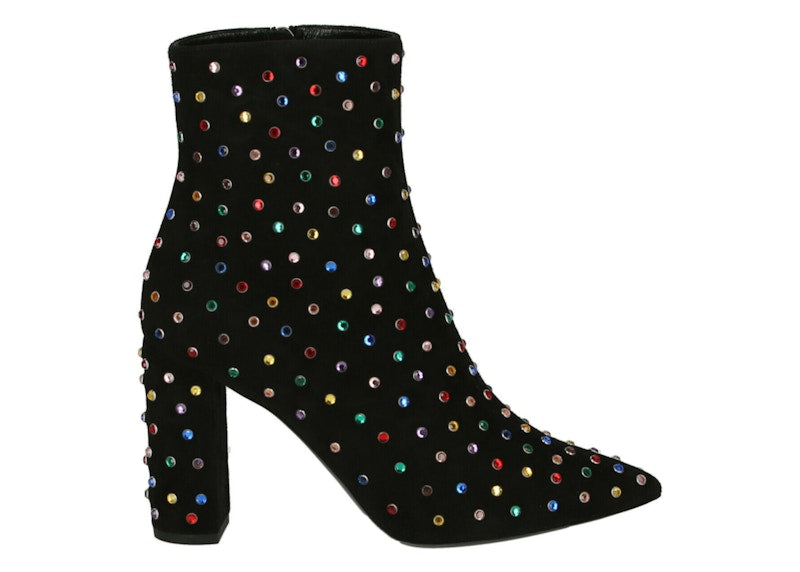 Saint Laurent Betty Embellished Ankle Boots Black Suede (Women's)
