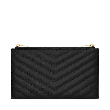 Saint Laurent Bill Pouch Grain de Poudre Quilted Black