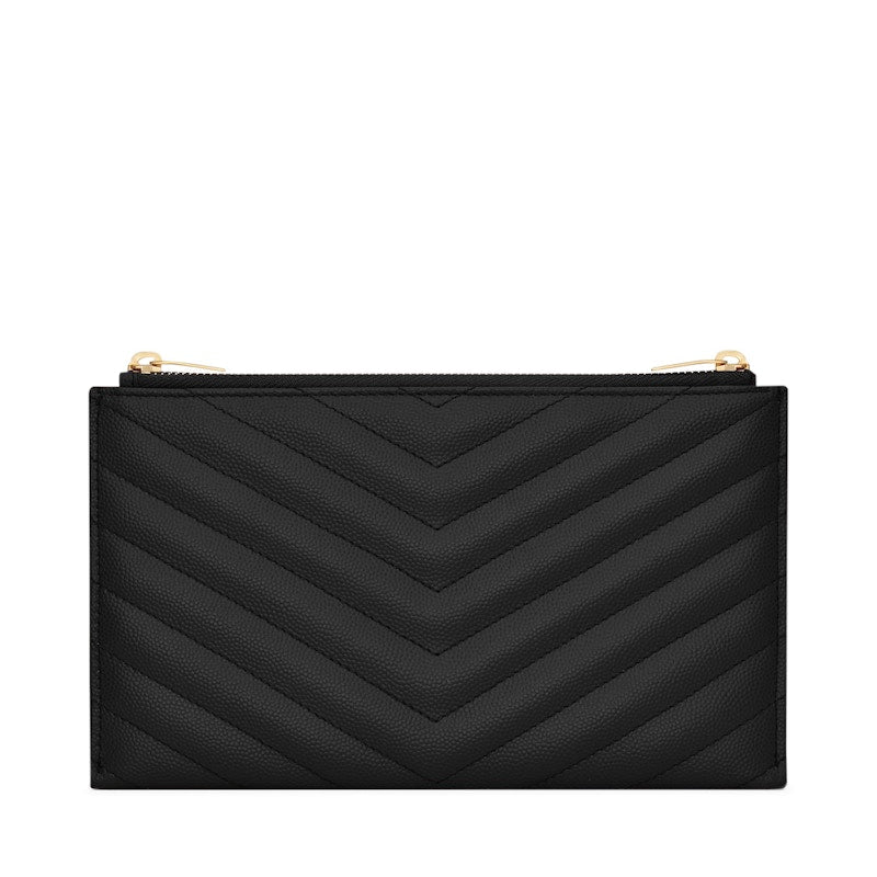 Saint Laurent Bill Pouch Grain de Poudre Quilted Black