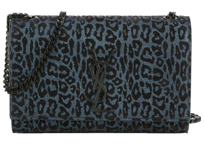 Saint Laurent Blue Leopard Kate Bag Small Blue