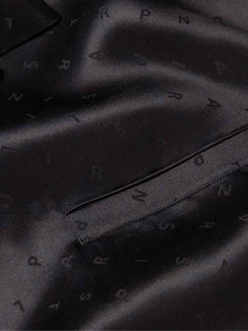 Saint Laurent Camp-Collar Silk-Satin Jacquard Shirt Black