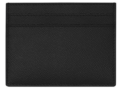 Saint Laurent Card Case Grain de Poudre Embossed Leather Black