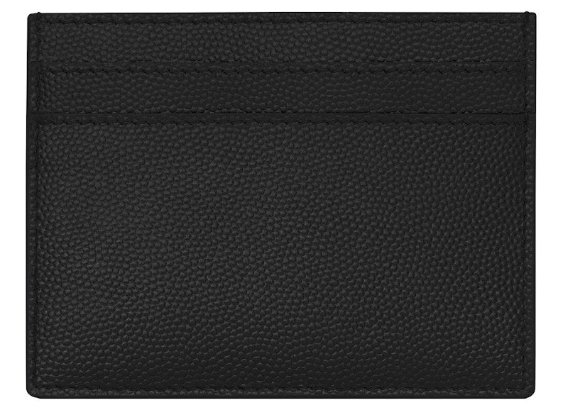 Saint Laurent Card Case Grain de Poudre Embossed Leather Black
