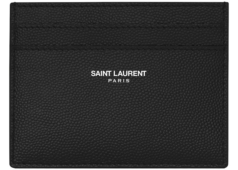 Saint Laurent Card Case Grain de Poudre Embossed Leather Black