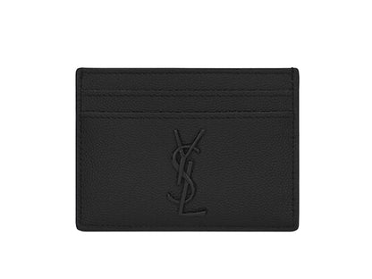 Saint Laurent Cassandre (5 Card Slot) Card Case Black Logo Matte Black