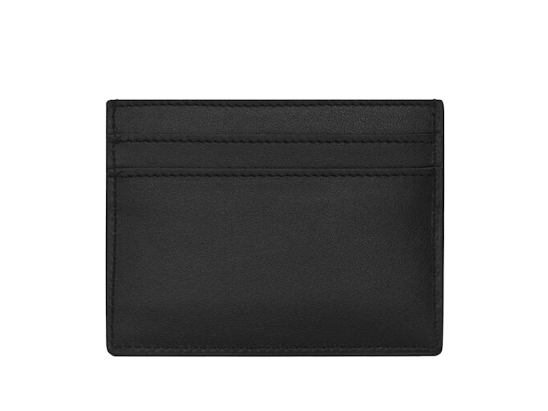 Saint Laurent Cassandre (5 Card Slot) Card Case Silver Logo Black