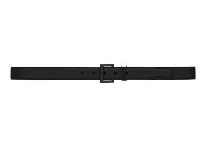 Saint Laurent Cassandre Belt in Smooth Leather Black-tone Black