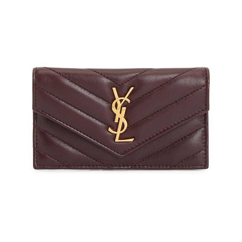 Saint Laurent Cassandre Fragments Card Holder Wine