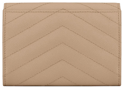 Saint Laurent Cassandre Grain De Poudre Envelope Wallet Small Dark Beige