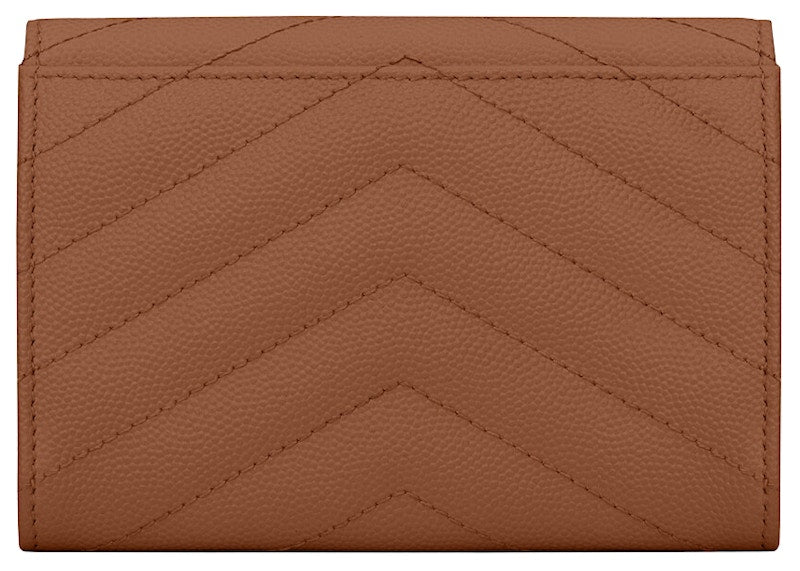 Saint Laurent Cassandre Grain De Poudre Envelope Wallet Small Dark Natural