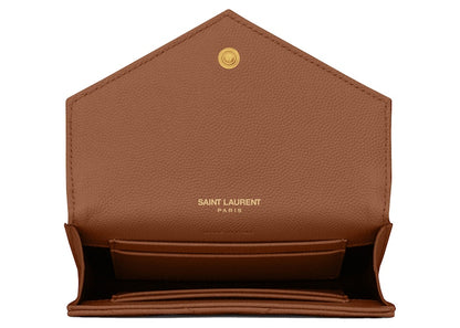 Saint Laurent Cassandre Grain De Poudre Envelope Wallet Small Dark Natural